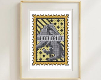 Harry Potter Hufflepuff Stamp Cross Stitch Pattern (PDF Download)