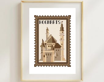 Harry Potter Hogwarts stamp Cross Stitch Pattern (PDF Download)