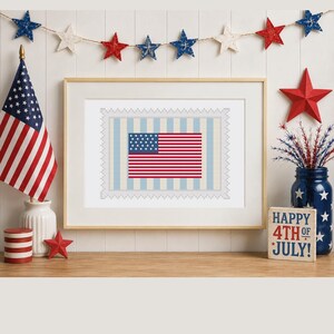 American flag coastal stamp Cross Stitch Pattern (PDF Download)