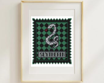 Harry Potter Slytherin stamp Cross Stitch Pattern (PDF Download)