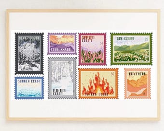 ACOTAR Prythian Stamp Collection Cross Stitch Pattern (PDF)