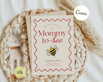Mommy To Bee Baby Shower Invitation, Hand-Drawn Bee Design, Perfect for Baby Shower & Gender Reveal, Instant Download