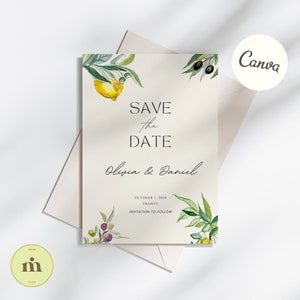 Vineyard SAVE THE DATE Invitation | Hand-Drawn Watercolor Template for Wine Country Weddings | Editable 5X7 Digital Download