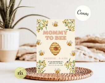 Mommy To Bee Baby Shower Invitation, Adorable Watercolor Bee Design, Perfect for Baby Shower & Gender Reveal, Instant Download
