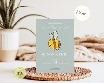 Parents To Bee Baby Shower Invitation, Hand-Drawn Bee Theme, Ideal for Baby Showers & Gender Reveal Parties, Instant Download