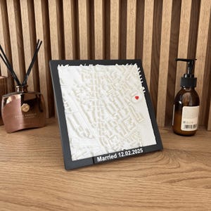 Carte 3D personnalisée, cadeau personnalisé, cadeau d'anniversaire de mariage, carte de localisation 3D, cadeau de fête des pères, oeuvre d'art pour bureau à domicile, carte encadrée, affiche de la ville