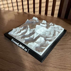 Carte topographique 3D, oeuvre d'art murale de bureau, impression 3D de la carte de l'État en relief, carte 3D de l'Everest