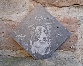 Border Collie Dog Sign - Slate, Engraved Slate Plaque - Decoration