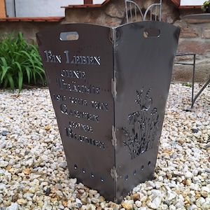 Fire basket fire barrel fire bowl flower meadow motif