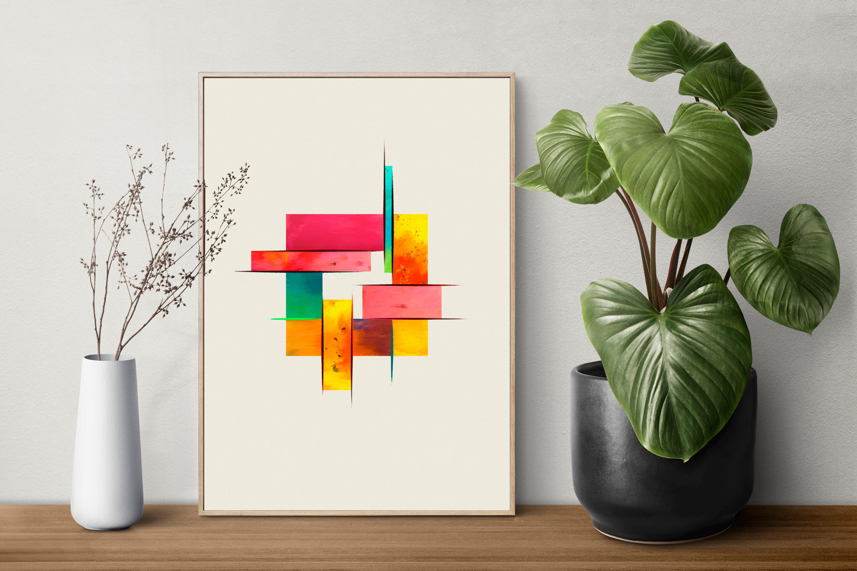 Abstract Geometric Wall Decor, Modern Color Block Art Print - Etsy