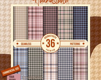 Value Pack Houndstooth Plaids, Seamless Digital Patterns Use for fabric printing, cards, sublimation, invitations, Commercial License