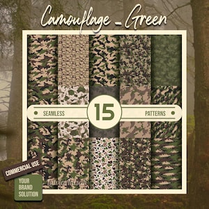 Value Pack Green Camouflage Design, Seamless Digital Patterns Use for fabric printing, sublimation, Commercial License