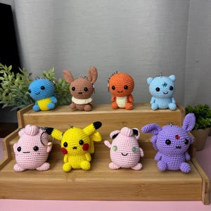 3-inch Crochet Yellow Pikachu Character Keychain
