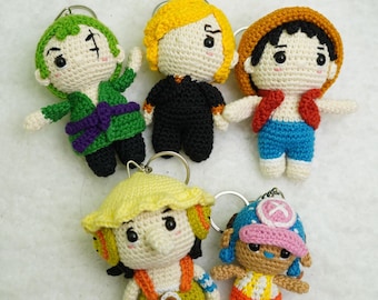 Crochet Pirate Crew Keychains – Handmade Plush Dolls Inspired by One Piece Characters