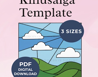 Sjabloon Kinusaiga Hills Landschap Kinusaiga-patroon Lente Kinusaiga-patroon Wolk Kinusaiga-patroon Afdrukbaar Kinusaiga-patroon Geometrisch