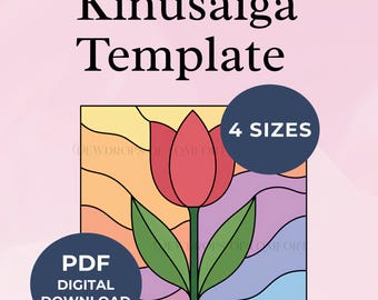Kinusaiga Tulip Template Flower Kinusaiga Pattern Printable Kinusaiga Template PDF Floral No Sew Fabric Art Pattern Beginner No Sew Craft
