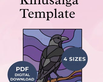 Crow Kinusaiga Pattern Raven Kinusaiga Pattern Bird Kinusaiga Pattern Crow Kinusaiga Template Raven Kinusaiga Template Goth Kinusaiga Design