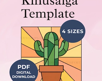Kinusaiga Cactus Pattern Potted Plant Kinusaiga Pattern Cactus Kinusaiga Template Succulent Kinusaiga Pattern Western Kinusaiga Template Art