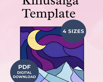 Kinusaiga Landscape Template Mountain Kinusaiga Pattern Night Kinusaiga Pattern Moon Kinusaiga Pattern Printable Kinusaiga Pattern Winter