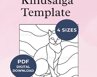 Kinusaiga Cat Template Cat Kinusaiga Pattern Animal Kinusaiga Template Kitty Kinusaiga Pattern Digital Download Animal Fabric Art Design PDF