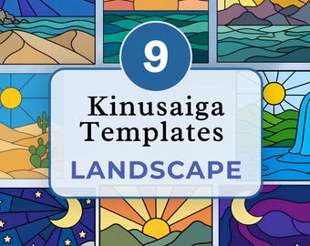 Landscape Kinusaiga Pattern Bundle Kinusaiga Landscape Pattern Kinusaiga Sunset Pattern Mountain Kinusaiga Landscape Template Beach Design
