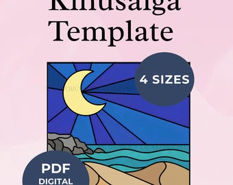 Kinusaiga Beach Template Landscape Kinusaiga Pattern Moon Kinusaiga Pattern Beach Kinusaiga Pattern Ocean Kinusaiga Pattern Sea Fabric Art