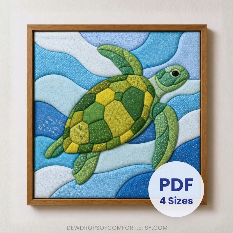 Beach Turtle Pattern Sea Turtle Art Quilt Kit - Etsy UK