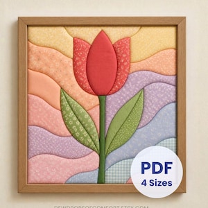 Plantilla de tulipán Kinusaiga Patrón de flor Kinusaiga Plantilla Kinusaiga imprimible PDF Patrón floral de arte en tela sin costuras Manualidad sin costuras para principiantes