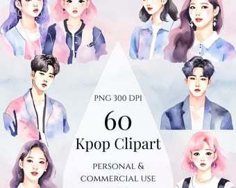 Aquarel Kpop clipart set Koreaans idool clipart Kpop groep PNG Kpop junk Journal Kpop digitale stickers Kpop PNG K-pop clipart Kpop plakboek