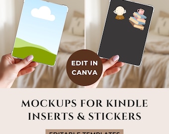 Realistic Kindle Insert Mockup, Kindle Sticker Mockup Canva Decal, Hand Holding Kindle Mockup Kindle Insert Mock Up Kindle Clear Case Mockup