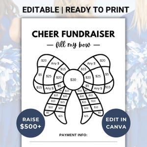 Cheer Fundraiser Template Canva Fill My Bow Cheerleading Fundraiser Flyer Sponsor My Season Fundraiser Form Color My Cheer Bow Fundraiser