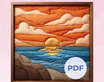 Sunset Kinusaiga Pattern Landscape Kinusaiga Sunset Pattern Download Sunset Kinusaiga Template Kinusaiga Sun Pattern Ocean Kinusaiga Sunrise
