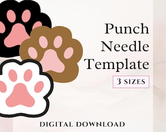 Animal Paw Print Punch Needle Pattern Dog Paw Punch Needle Template Cat Paw Mug Rug Pattern Paw Punch Needle Coaster Pattern Paw Tufting PDF
