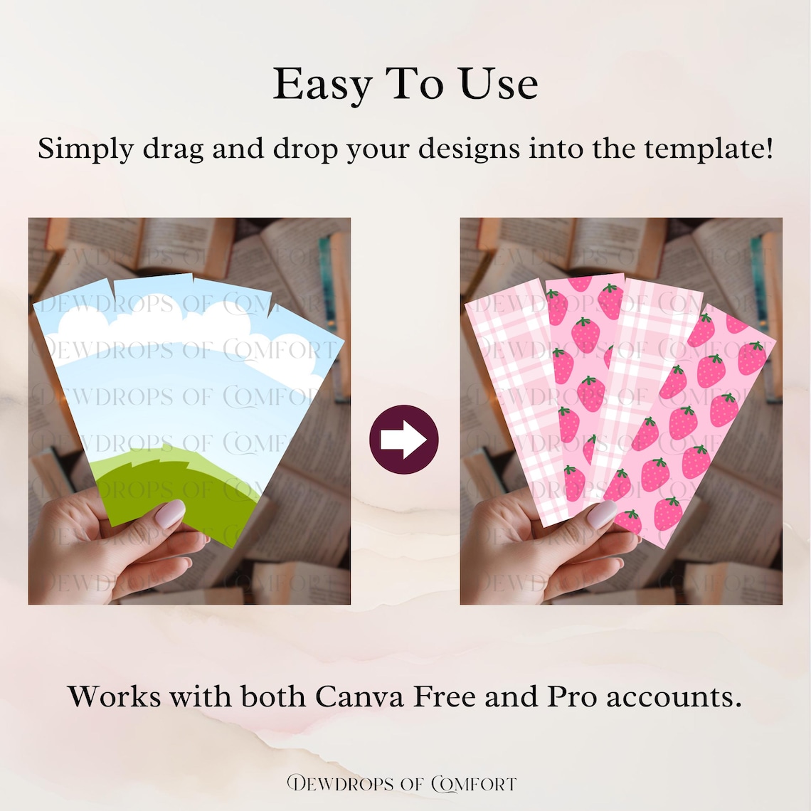 Four Bookmark Mockup Canva Template, Multiple Bookmark Mock Up, Rounded ...