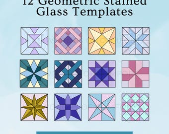 Geometrische Glasmalerei-Muster-Sets, Geometrische Sonnenfänger-Muster-Sets, Geometrische Glasmalerei-Vorlagen, Sonnenfänger-Vorlagen für Anfänger, DIY-Anleitung