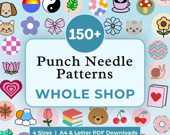 Punch Needle Pattern Bundle, Digital Punch Needle Designs, Mug Rug Templates Halloween Punch Needle Car Coaster Patterns Spring Punch Needle