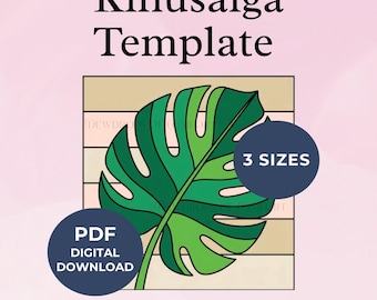 Kinusaiga Monstera-bladpatroon Monstera Kinusaiga-patroon Monsterablad Kinusaiga-sjabloon Monsterablad Kinusaiga-patroon Plant ontwerp PDF