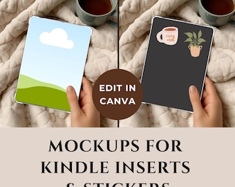 Cozy Kindle Insert Mockup Template, Fall Kindle Sticker Mockup Kindle Clear Case Mockup, Kobo Insert Mockup Canva, Kindle Mockup Template