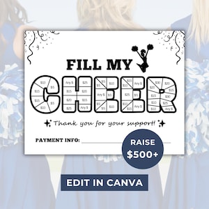 Cheer Fundraiser Editable Template, Fill My Cheer Fundraiser Flyer, Cheerleading Fundraiser Sheet Cheerleader Color My Cheer Fundraiser Form