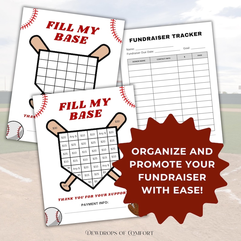 Baseball Fundraiser Template Fill My Base Fundraiser Sheet Baseball ...