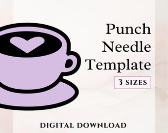 Coffee Punch Needle Pattern PDF, Tea Mug Rug Pattern, Coffee Cup Punch Needle Template, Coffee Punch Needle Coaster Pattern Teacup Tufting