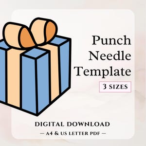 Gift Punch Needle Pattern PDF, Christmas Punch Needle Template Coaster, Christmas Punch Needle Designs, Birthday Present Mug Rug Template