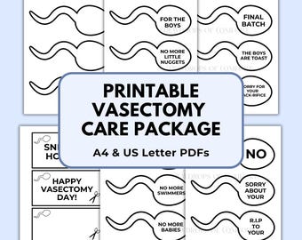Funny Vasectomy Care Package Tags, Husband Vasectomy Gift Basket Sperm Template Vasectomy Printable DIY Vasectomy Basket Vasectomy Cards PDF