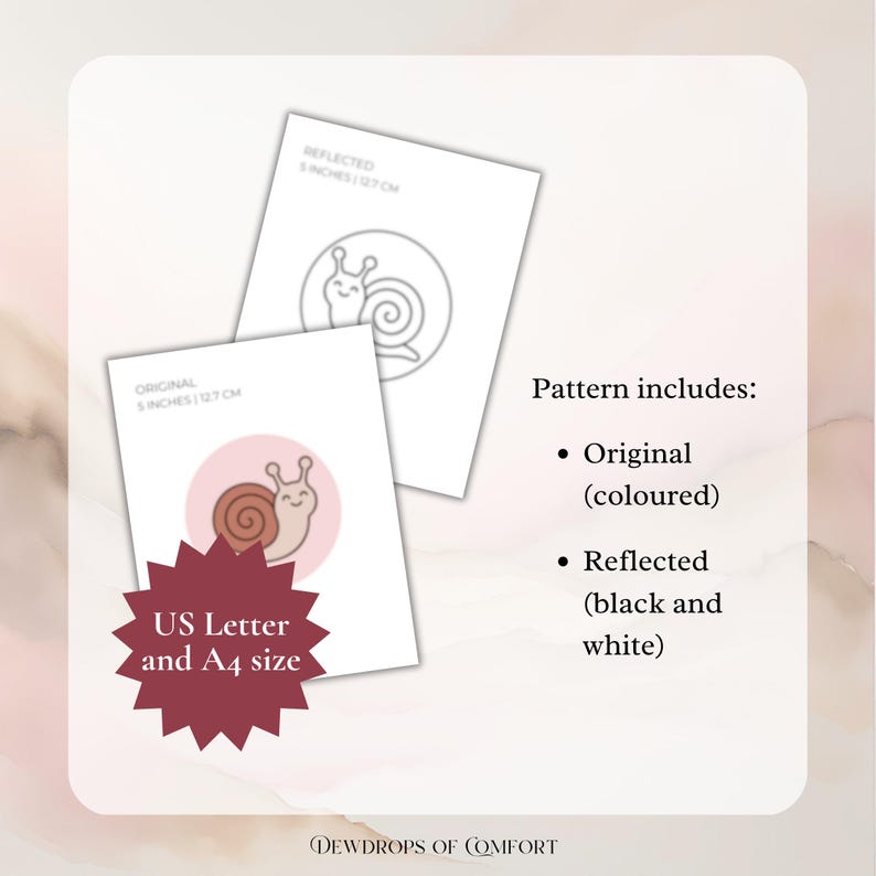 Mönster för snäckor/nålar i PDF-format, mönster för snäckmuggsmatta, mönster för vårnålar/nålar, mönster för snäckbilunderlägg, mall för höstmuggsmatta, nyckelring bild 2