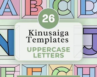 Alphabet Kinusaiga Pattern Bundle Capital Letter Kinusaiga Pattern Beginner Kinusaiga Letter Template Alphabet Kinusaiga Template A-Z Design
