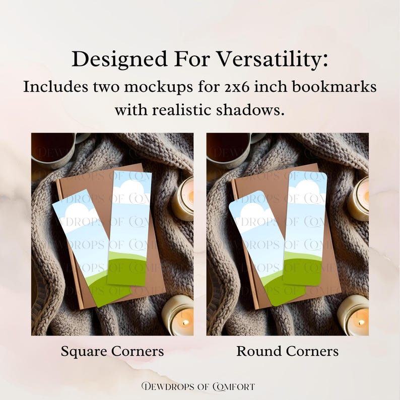 Two Bookmark Mockup Template, Rounded Corner Bookmark Mockup 2x6 ...