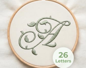 Botanical Letter Embroidery Pattern Alphabet Embroidery Pattern Alphabet Stick and Stich Letter Template Monogram Embroidery Pattern Letter