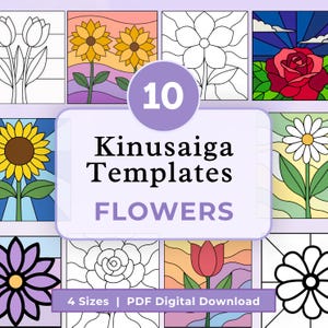 Flower Kinusaiga Pattern Bundle Floral Kinusaiga Flower Pattern Daisy Kinusaiga Flower Template Bundle Floral Kinusaiga Template Beginner