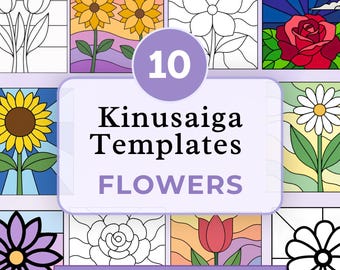 Flower Kinusaiga Pattern Bundle Floral Kinusaiga Flower Pattern Daisy Kinusaiga Flower Template Bundle Floral Kinusaiga Template Beginner