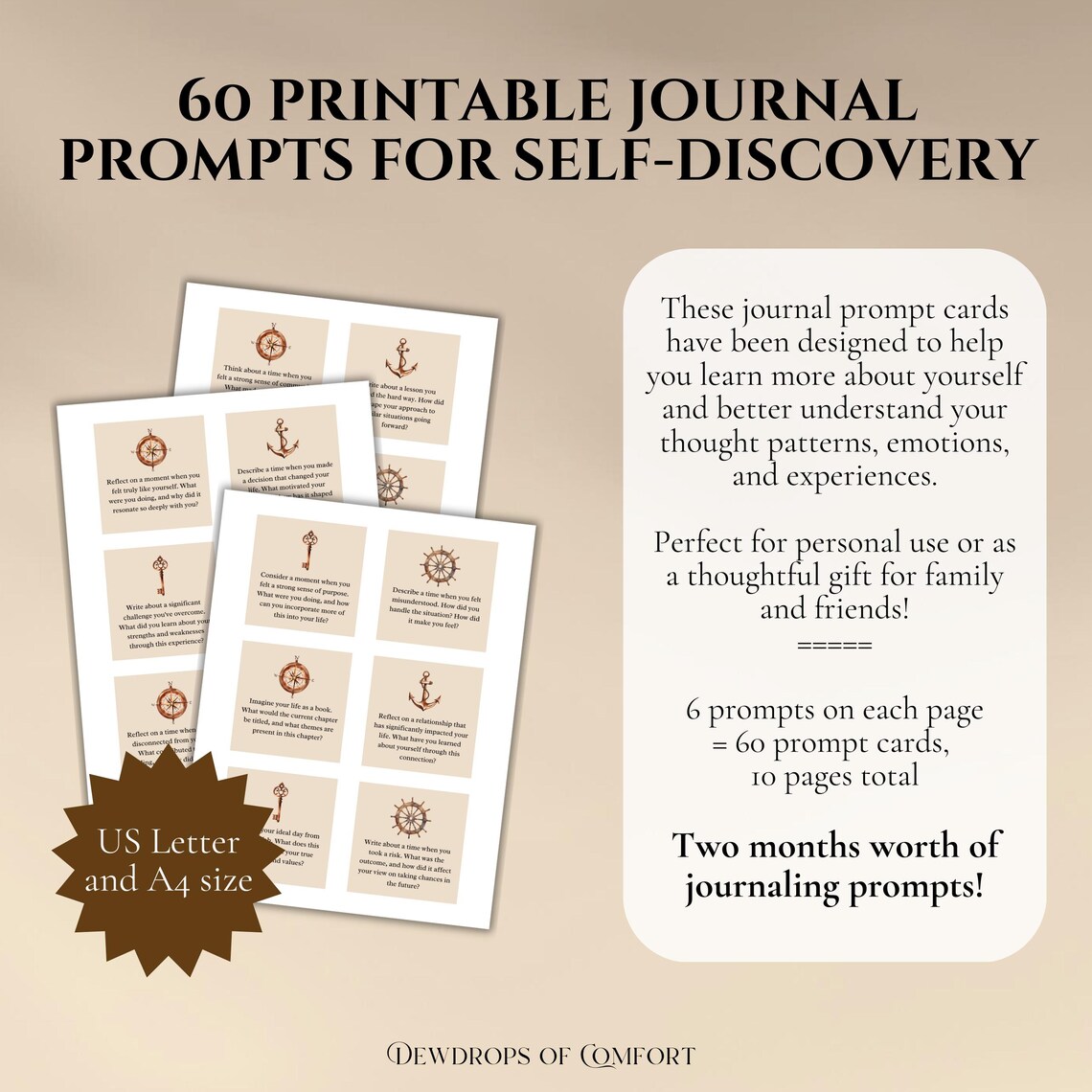 Self Discovery Journal Prompt Cards, Printable Journaling Prompt Cards ...